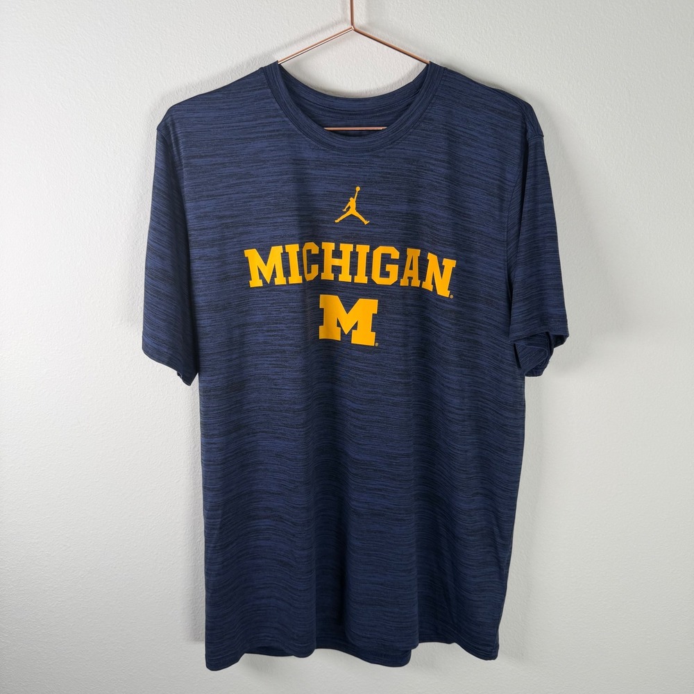 Jordan Michigan Wolverines Mens XL Dri-FIT Space Dye Performance T-Shirt Blue